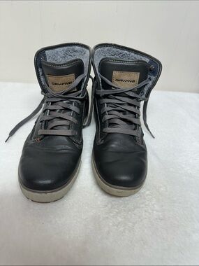 DayFive Dark Grey  High-Top Boots with Gray Laces and Tan Brand Patch